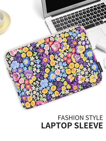 CanvasArtisan nešiojamojo kompiuterio dėklas: atsparus vandeniui ir smūgiams, poliesterio pamušalas, gėlėtasis raštas, laisvalaikio kelionės stilius, 2025 m. pavasario paleidimas