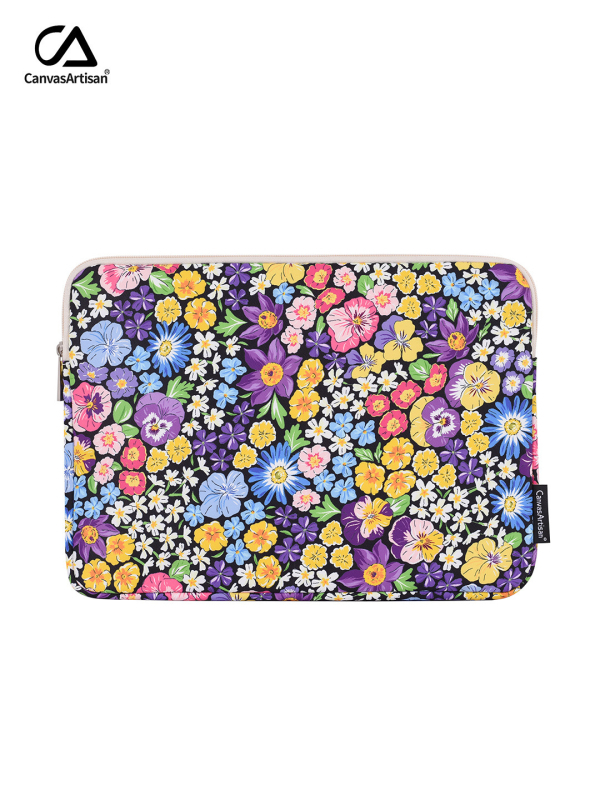 CanvasArtisan nešiojamojo kompiuterio dėklas: atsparus vandeniui ir smūgiams, poliesterio pamušalas, gėlėtasis raštas, laisvalaikio kelionės stilius, 2025 m. pavasario paleidimas