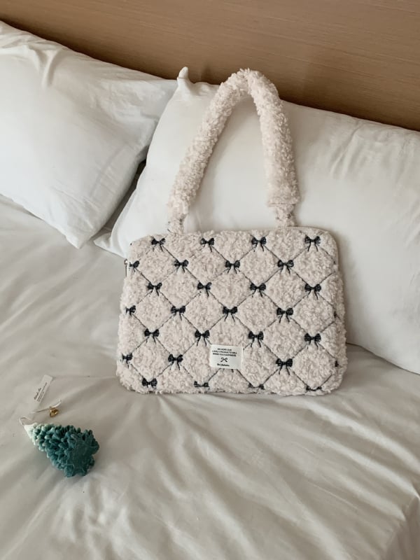 Чанта за лаптоп от плюш, животински принт, подплата от полиестер, унисекс дизайн