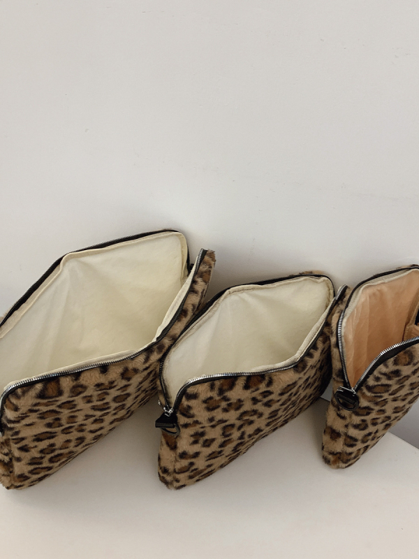 Pliušinė nešiojamojo kompiuterio rankinė su leopardo atspaudų modeliu, moterims, gatvės stilius, poliesterio pamušalas
