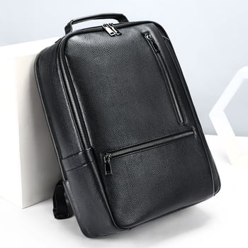 Üzleti hátizsák valódi bőrből, 20–35 L kapacitás, kompatibil 15 hüvelykes laptophoz, vízálló, első réteg marhabőrből