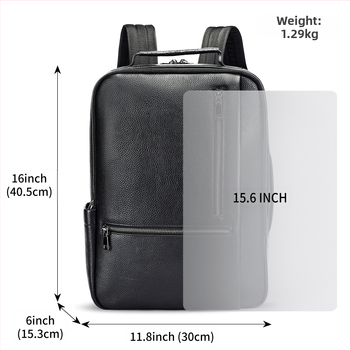Ανδρικό επιχειρηματικό σακίδιο από γνήσιο δέρμα, χωρητικότητα 20–35 L, συμβατό με 15 ιντσών φορητό, αδιάβροχο, δέρμα πρώτης στρώσης