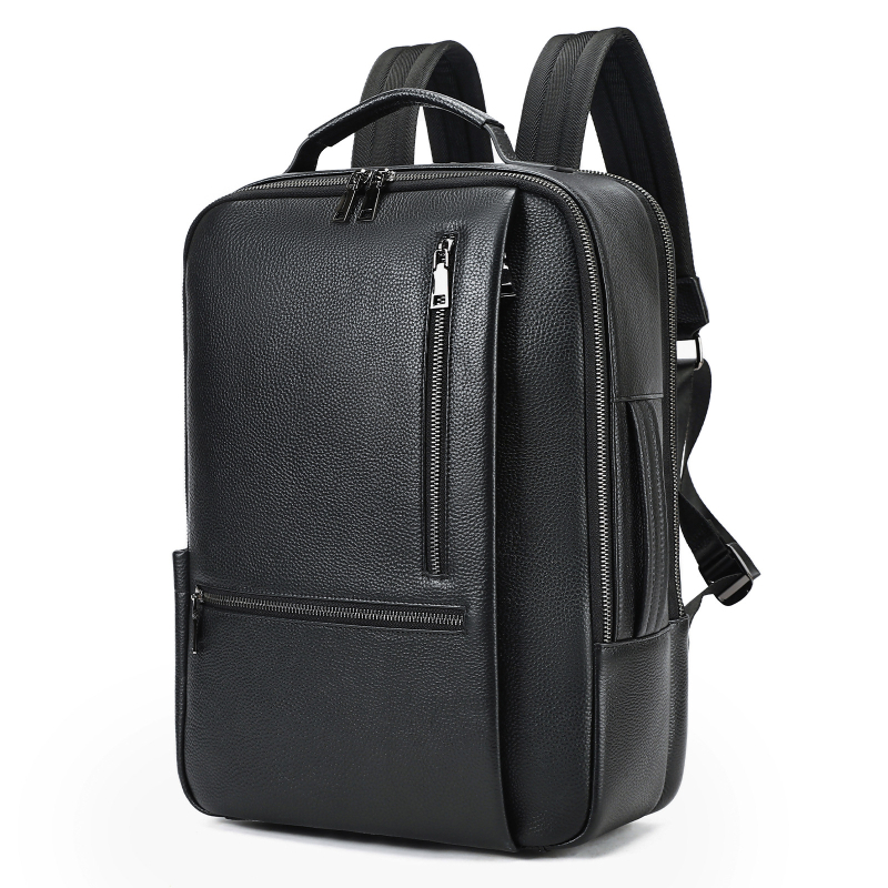Üzleti hátizsák valódi bőrből, 20–35 L kapacitás, kompatibil 15 hüvelykes laptophoz, vízálló, első réteg marhabőrből