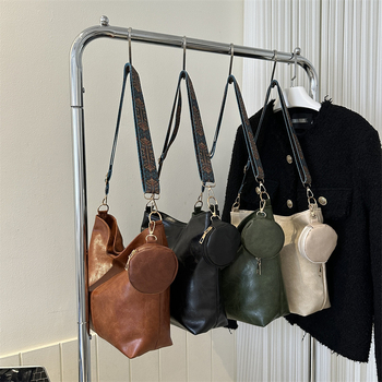 Γυναικεία τσάντα PU, αστικός απλός σχεδιασμός, bucket bag σχεδίαση, bucket τύπος σχήματος, άνοιγμα με φερμουάρ