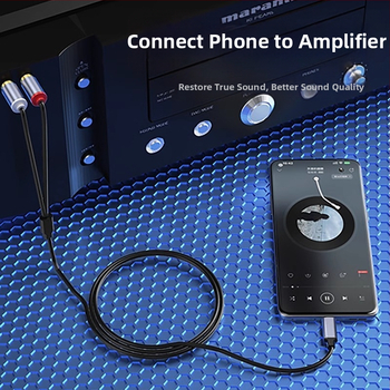 Type-C към Lotus Head двуканален аудио кабел за аудио система, златно покритие на медна сърцевина, нейлонова оплетка, ROHS сертифициран