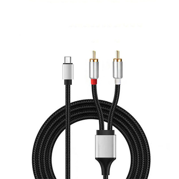 Type-C към Lotus Head двуканален аудио кабел за аудио система, златно покритие на медна сърцевина, нейлонова оплетка, ROHS сертифициран