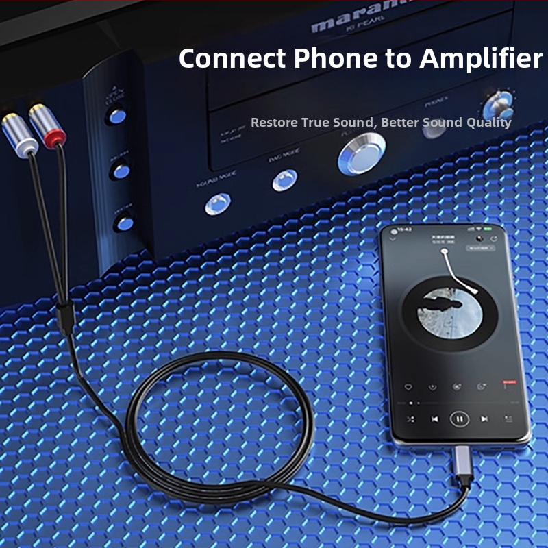 Type-C към Lotus Head двуканален аудио кабел за аудио система, златно покритие на медна сърцевина, нейлонова оплетка, ROHS сертифициран