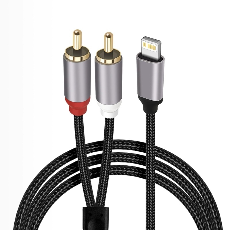 Type-C към Lotus Head двуканален аудио кабел за аудио система, златно покритие на медна сърцевина, нейлонова оплетка, ROHS сертифициран