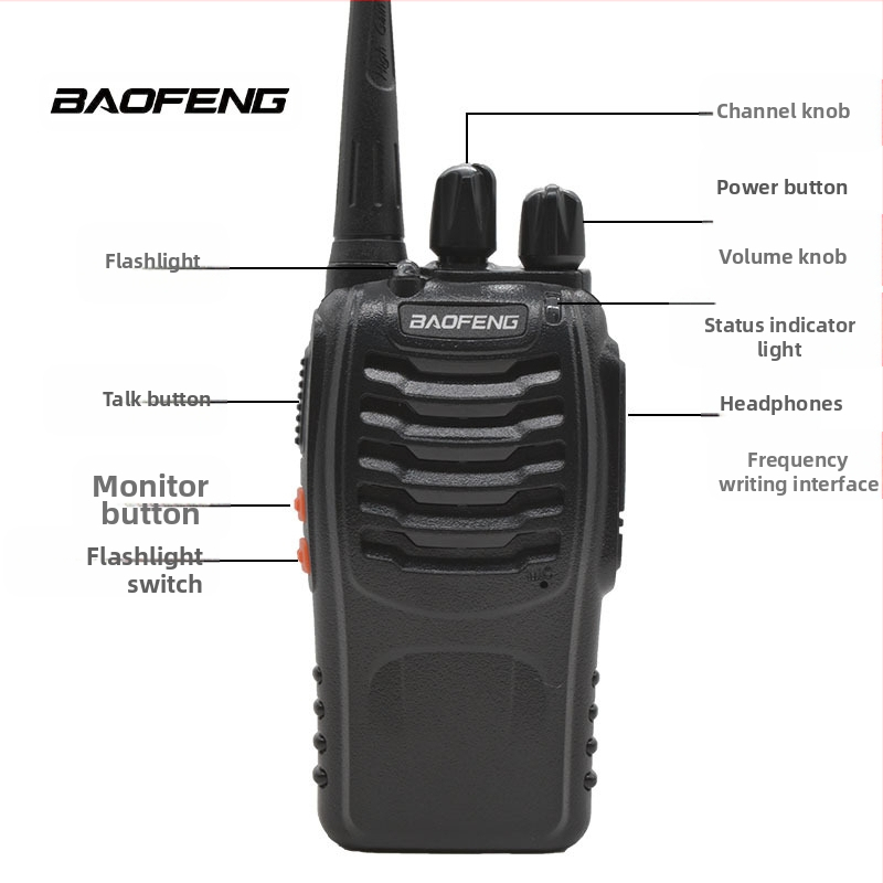 Професионална рация Baofeng BF-888S - 430–440 MHz, 16 канала, мощност ≤5 W, диапазон до 3 км, батерия 1500 мАч (3,7 V)