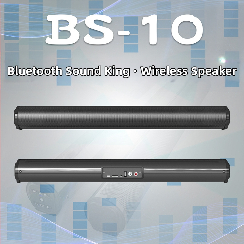 BS10 Μακρύ Μπάρα Ήχου Bluetooth 5.0 με βαθύ μπάσο, είσοδος RCA για τηλεόραση, ενσωματωμένη μπαταρία 2000 mAh, τροφοδοσία USB, εμβέλεια 15 μ
