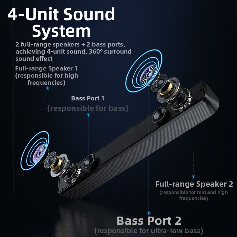 Bluetooth настолен говорител, 2-канален, USB интерфейс, 2 драйвера, макс. мощност 6W, 5V захранване, управление с копче