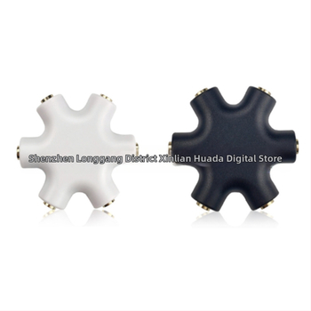 Šešiakampis ausinių skirstytuvas garso dalijimui tarp skaitmeninių įrenginių — prekės ženklas: Neutral; modelis: Hexagonal earphone splitter; suderinamas su skaitmeniniais įrenginiais; svoris: 0.06