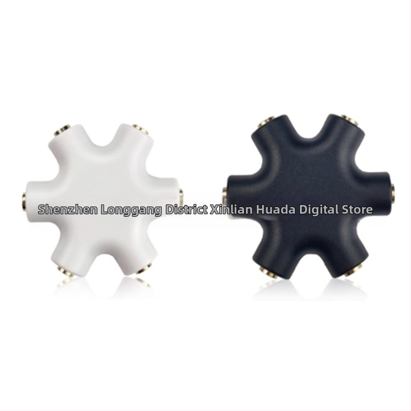 Šešiakampis ausinių skirstytuvas garso dalijimui tarp skaitmeninių įrenginių — prekės ženklas: Neutral; modelis: Hexagonal earphone splitter; suderinamas su skaitmeniniais įrenginiais; svoris: 0.06