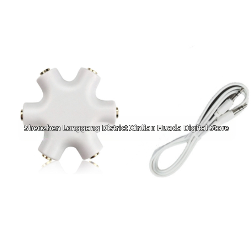 Šesťuholníkový rozdeľovač slúchadiel pre spoločné počúvanie na digitálnych zariadeniach — Značka: Neutral; Model: Hexagonal earphone splitter; Kompatibilné s digitálnymi zariadeniami; Hmotnosť: 0.06