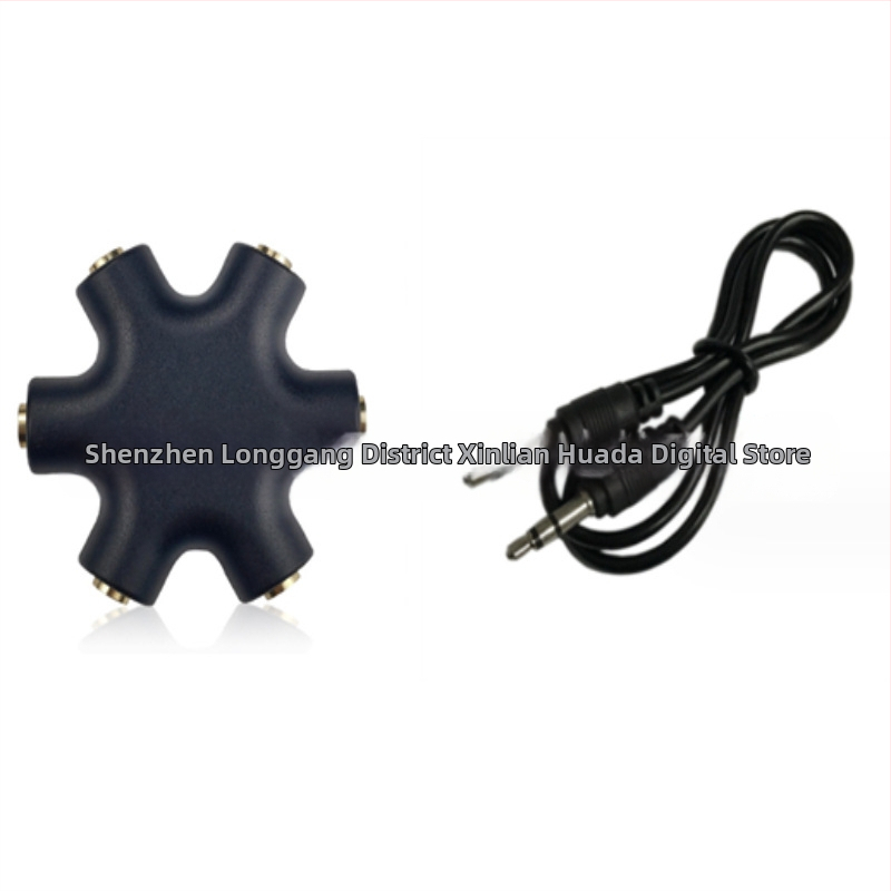 Šesťuholníkový rozdeľovač slúchadiel pre spoločné počúvanie na digitálnych zariadeniach — Značka: Neutral; Model: Hexagonal earphone splitter; Kompatibilné s digitálnymi zariadeniami; Hmotnosť: 0.06