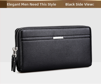 Powerful Paul PU odinė unisex piniginė su dvigubu užtrauktuku, kuverto stiliaus dizainas, banknotų kilpa ir kelios kortelių kišenės