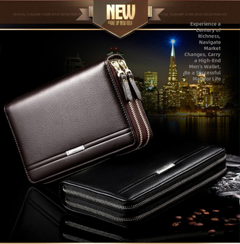 Powerful Paul PU odinė unisex piniginė su dvigubu užtrauktuku, kuverto stiliaus dizainas, banknotų kilpa ir kelios kortelių kišenės