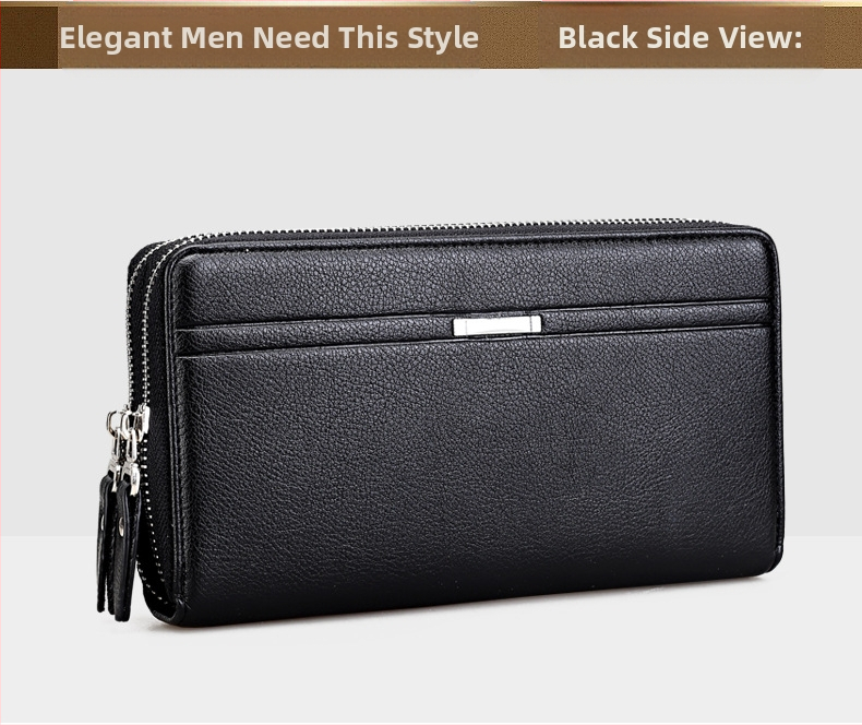 Powerful Paul PU кожа унисекс портфейл с двойна ципа, конвертен стил, клип за банкноти и много слотове за карти