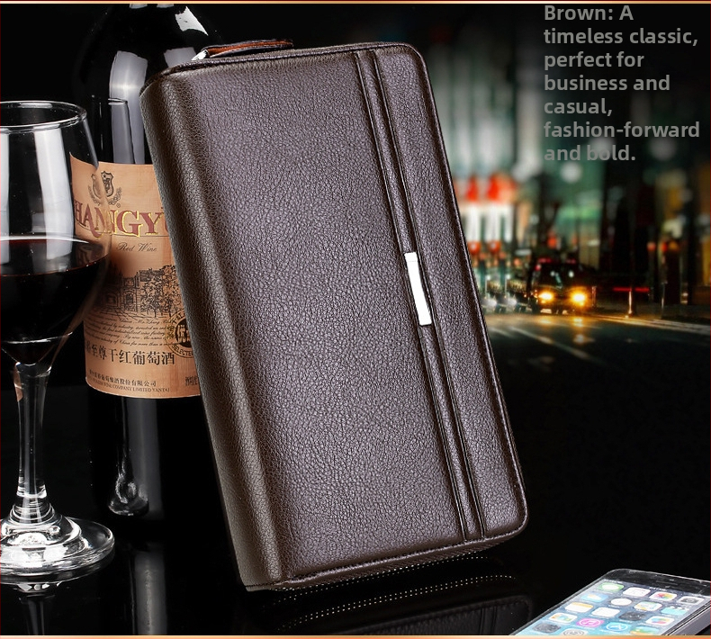 Powerful Paul PU кожа унисекс портфейл с двойна ципа, конвертен стил, клип за банкноти и много слотове за карти