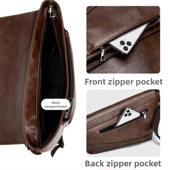 WEIXIER мъжка PU кожена кросбоди чанта – водоустойчива, износоустойчива, едноцветна, подплата от полиестер