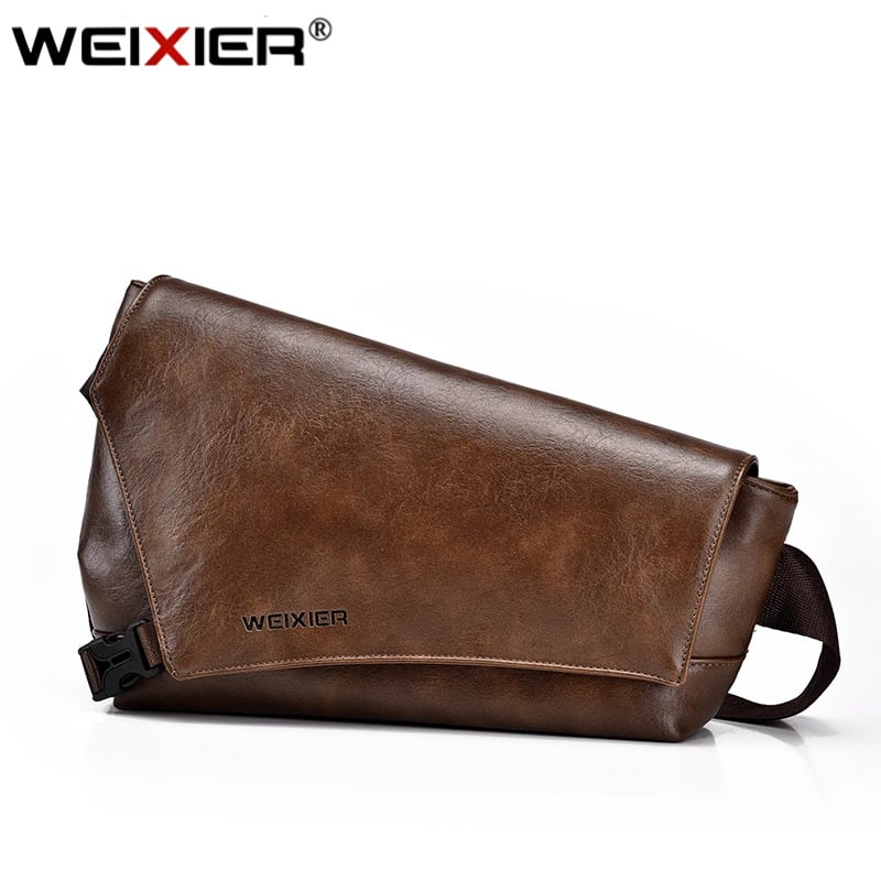 WEIXIER Férfi PU bőr crossbody táska – vízálló, kopásálló, egyszínű, belső poliészter bélés