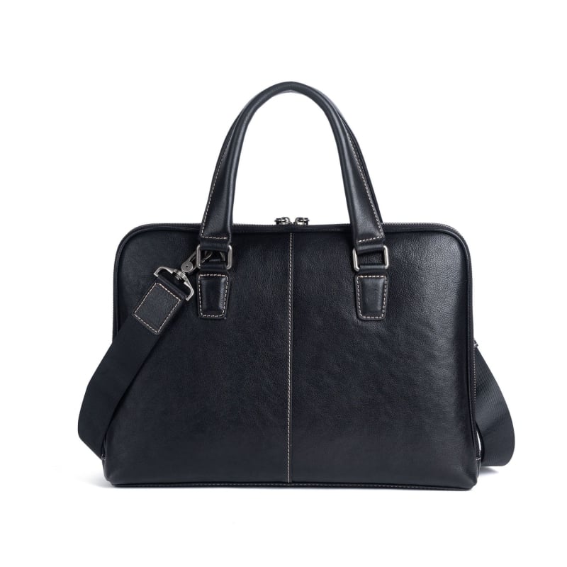 Vyrinė odinė verslo rankinė su pečių dirželiu, iš pirmosios sluoksnio veršienos odos, horizontalaus kvadrato formos, užtrauktukas