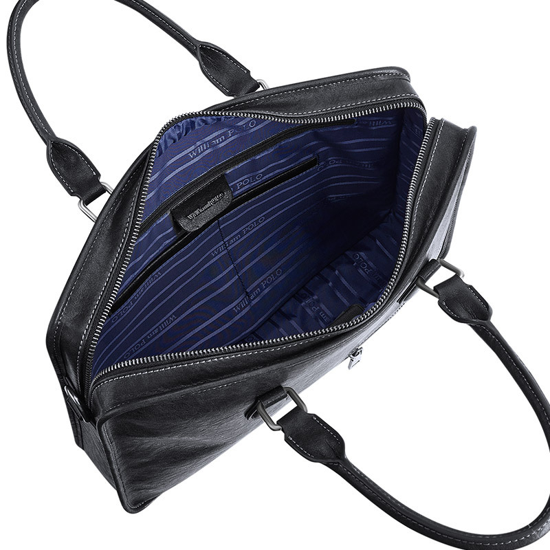 King Paul Vyrinė odinė verslo rankinė: natūrali oda, dviejų sluoksnių karvės odos, verslo kelionės stilius, poliesterio pamušalas.