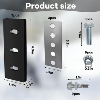 FS Kit de înlocuire palete pentru suflător de zăpadă, 3 buc., metal (304)/cauciuc, anti-rugină, pentru exterior