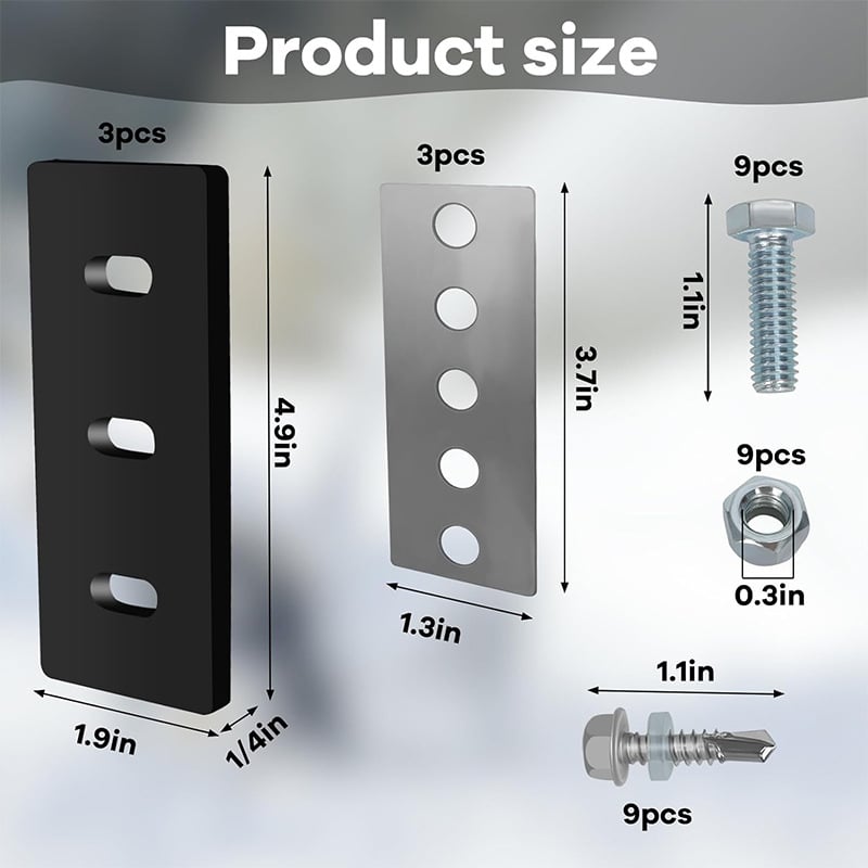 FS Kit de înlocuire palete pentru suflător de zăpadă, 3 buc., metal (304)/cauciuc, anti-rugină, pentru exterior