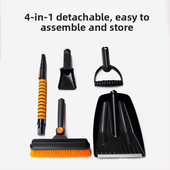 Automobilio sniego šluota – lydinio medžiaga, nuimama galvutė, 5-in-1 daugiafunkcinis ledų šepetėlis