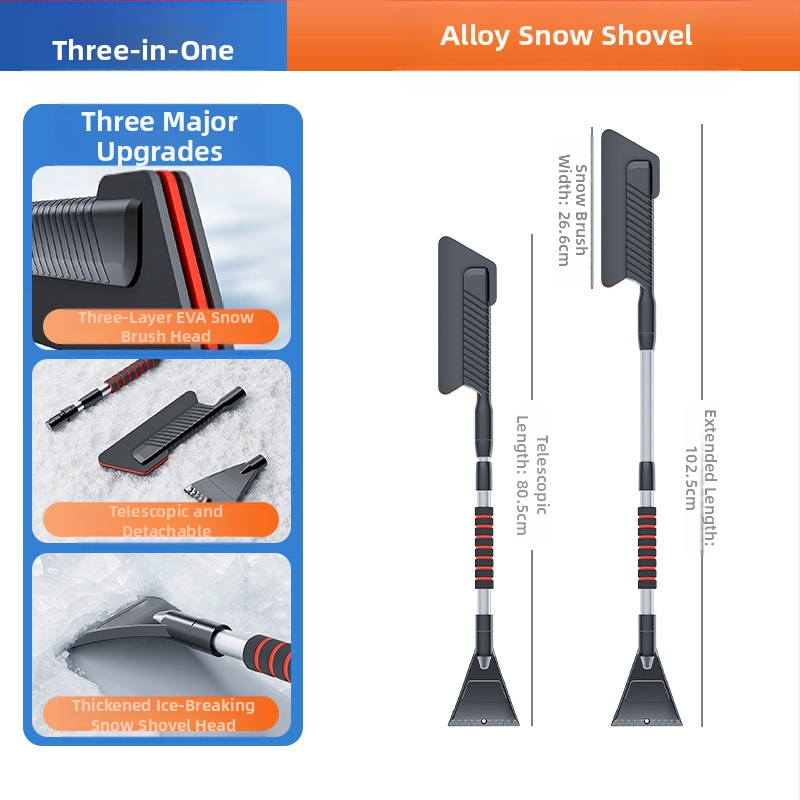 Automobilio sniego šluota - išimama, teleskopinė konstrukcija, ledo šepetėlis, ABS plastikas, prekės ženklas Shunwei