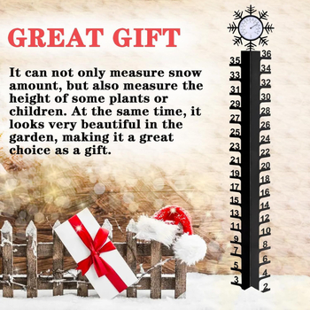 Μετρητής χιονιού με θερμόμετρο, μεταλλική γλυπτική σε σχήμα χιονονιφάδας για εξωτερικό κήπο, αγροτικός γεωμετρικός σχεδιασμός