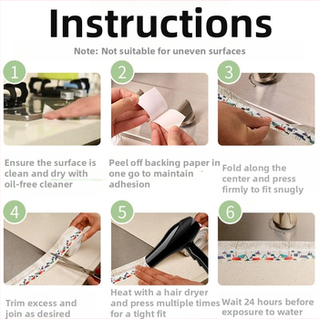 Λωρίδα σφράγισης αρμών κουζίνας, αυτοκόλλητη, σειρά Marbling-proof, μοντέρνο μινιμαλιστικό στυλ