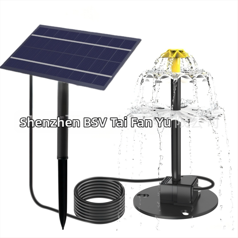 Saulės energijos tiesiogiai varomas fontano siurblys – kombinuotas purškimas, modelis BSV-SP025A, skirtas kiemo fontanams, paukščių maudinėms ir žuvų tvenkiniams