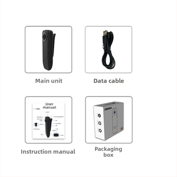 A18 HD vaizdo kamera su laikikliu — 1080p vaizdo įrašai ir nuotraukos, TF kortelių saugykla, 120 min baterija, modelis A18