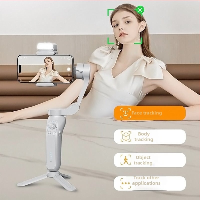 3 ašis išmanųjį telefoną stabilizatorius su veido fiksavimu, lengvas rankinis stabilizavimas, ABS+PC korpusas, suderinamas su Android/iOS, horizontali 340°, vertikali 160° sukimai, svoris 348 g