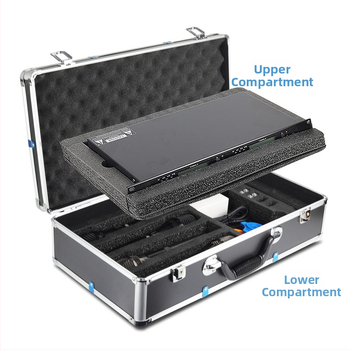 Yixin αλουμινένιο κιβώτιο εργαλείων για σκηνικά ασύρματα μικρόφωνα, φορητό, διπλού στρώματος ενισχυμένο, χωρά δέκτη/κύρια μονάδα