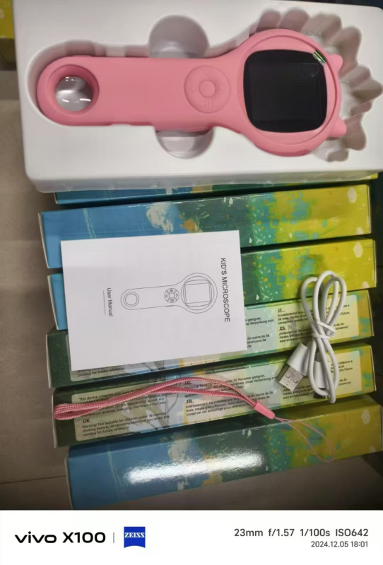 Vaikų skaitmeninis elektroninis ir optinis mikroskopas (du viename) elektronikai