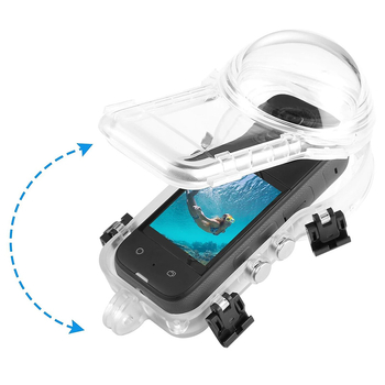 Insta360 X4/X5 atsparus vandeniui korpusas – 360° nematomas dizainas, nardymo apsauga, medžiaga PC/PMMA, įtrauktas anti-fog lakštas