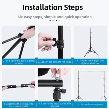 Metalo fono stovas produktų fotografavimui, išsiskleidžia iki 210×300 cm, svoris 2,5 kg.