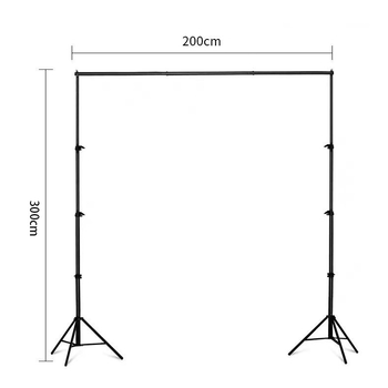 Metalo fono stovas produktų fotografavimui, išsiskleidžia iki 210×300 cm, svoris 2,5 kg.