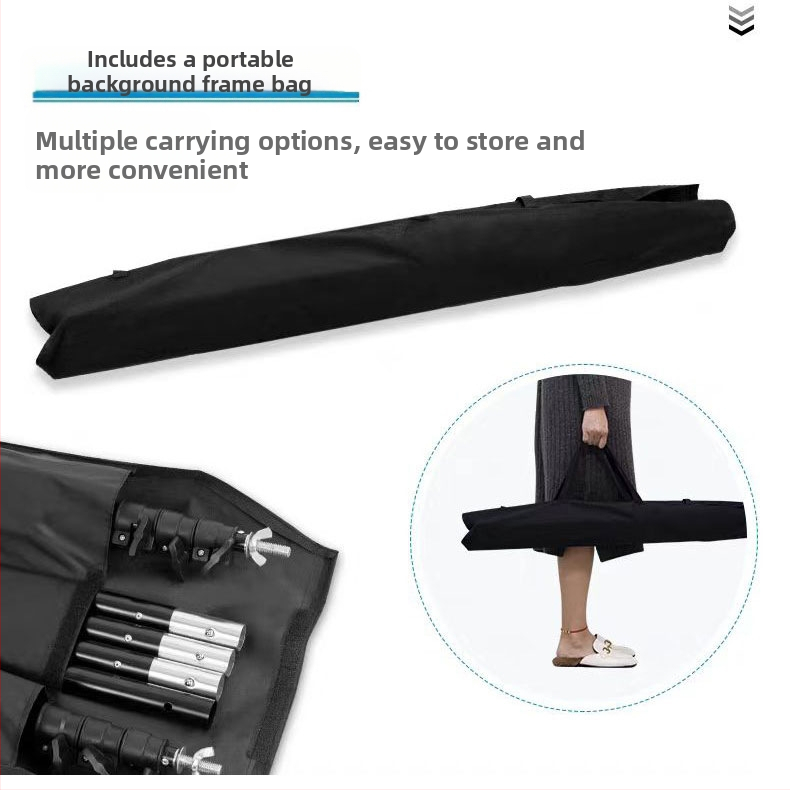 Фонов стенд с метална конструкция за продуктова фотография, разтяга се до 210×300 см, тегло 2,5 кг.