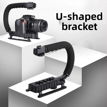 U formos nešiojamas vaizdo stabilizatorius su LED apšvietimu mobiliems telefonams; 2W LED, 6500K, 3V maitinimas, ryškumo reguliavimas