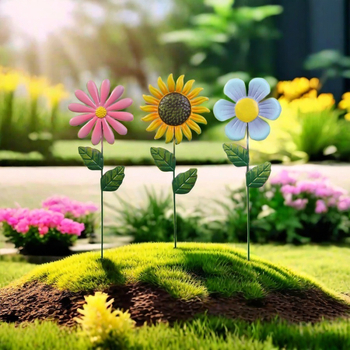 Μεταλλικό πασσάλιο κήπου με ηλίανθο - διακοσμητικό εξωτερικού χώρου, αγροτικό στυλ