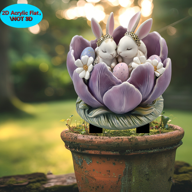 2D sík akril kültéri kerti tüske – rajzfilmnyuszi virágokkal, szobrászat és nyomtatás