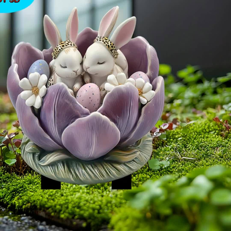 2D sík akril kültéri kerti tüske – rajzfilmnyuszi virágokkal, szobrászat és nyomtatás