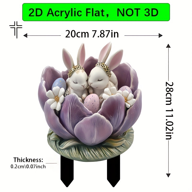 2D sík akril kültéri kerti tüske – rajzfilmnyuszi virágokkal, szobrászat és nyomtatás