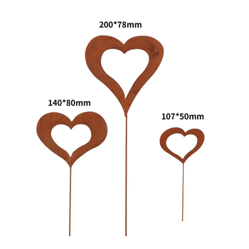 Градинска скулптура от ковано желязо, три части, любовен силует, за саксии, външна употреба