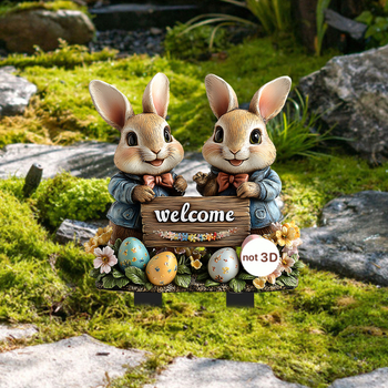 Κουνέλι κήπου από ακρυλικό — εξωτερική διακόσμηση, καρτούν στυλ, μοτίβο Άγιος Βασίλης, εκτύπωση