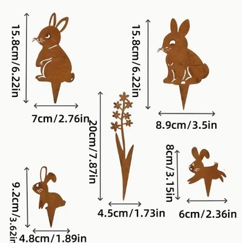 Οξειδωμένο μεταλλικό λαγουδάκι του Πάσχα με σιλουέτα αυγού — κηπουρικό διακοσμητικό αντικείμενο